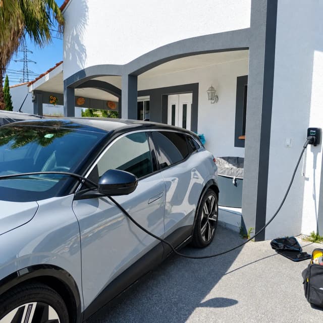 Voiture électrique en charge à domicile